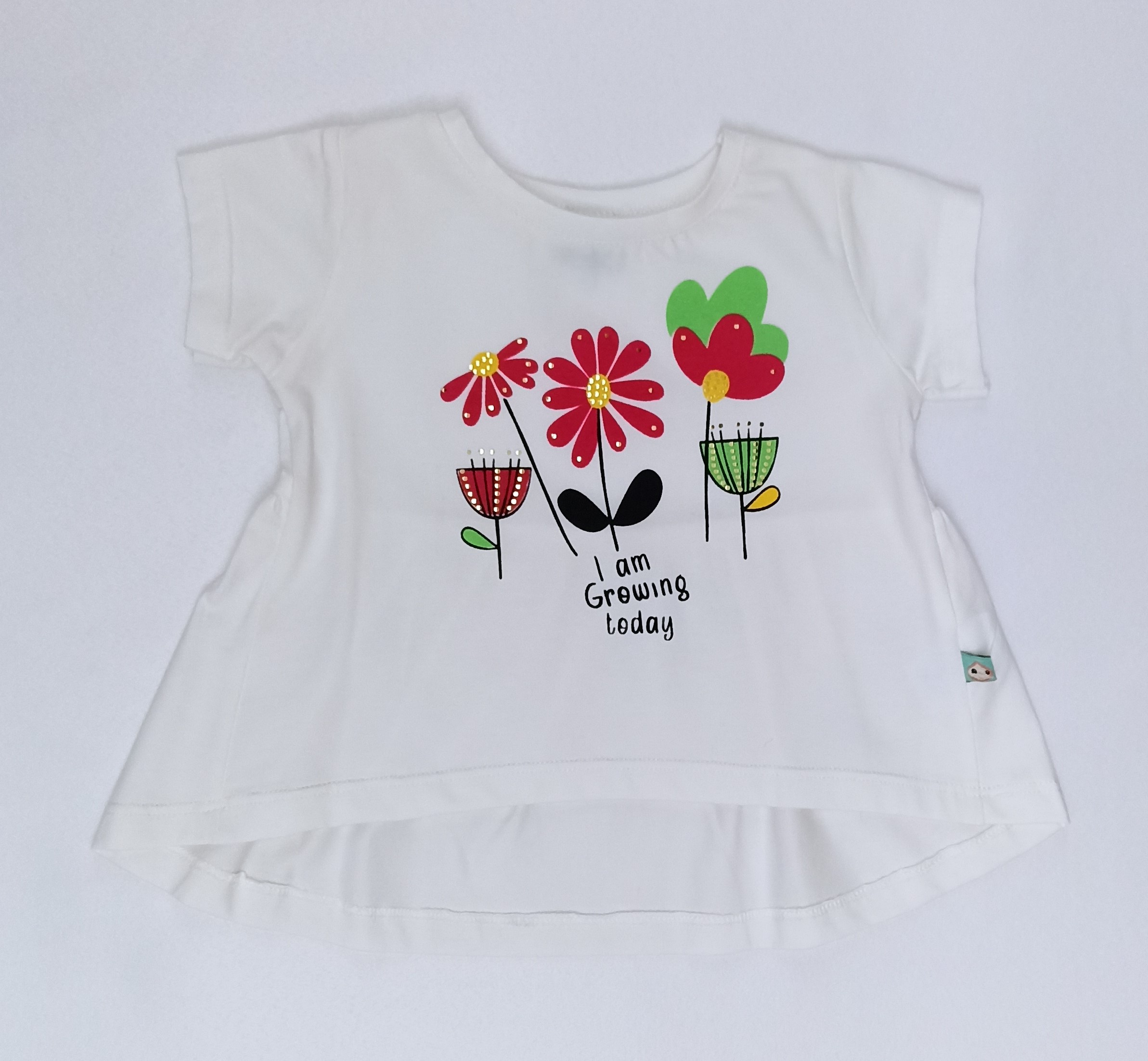 I AM GROWING TODAY KIZ ÇOCUK 2’Lİ TAKIM-Arka Etek Ucu Uzun T-shirt, Bel ve Paça Lastikli Pantolon