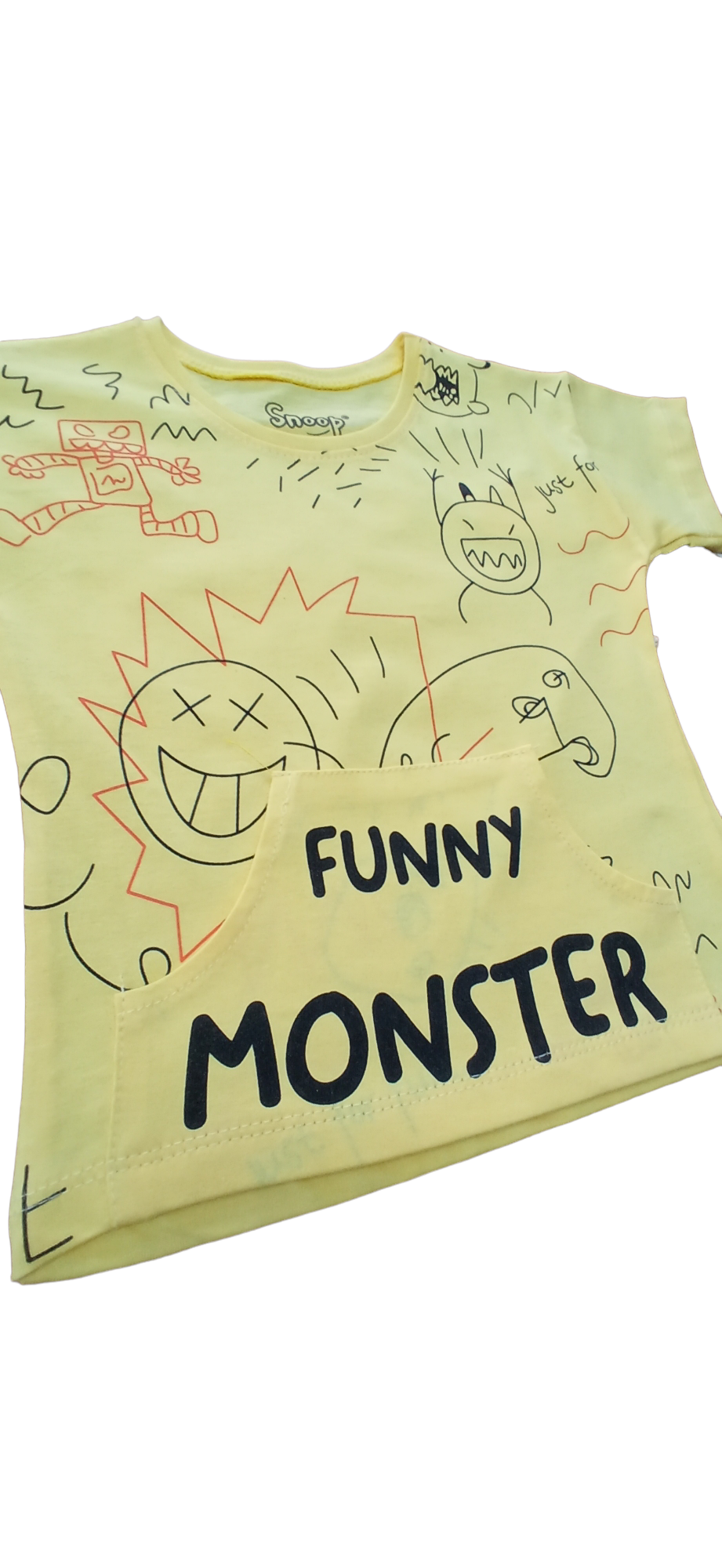 ÇAREN KİDS MONSTER ERKEK ÇOCUK 2'Lİ TAKIM- Baskılı, Kanguru Cep T-shirt, Zincir Detaylı Pantolon