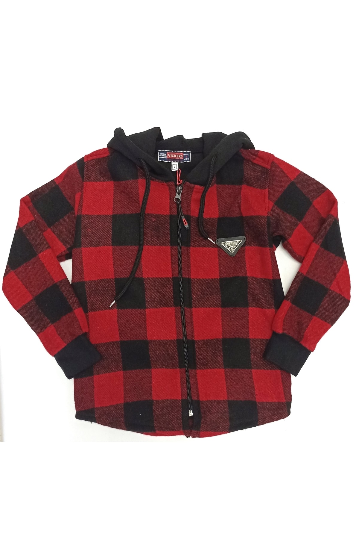 Çaren Kids Erkek Çocuk Oduncu Model Ekoseli Hırka-%100 Cotton Flanel Kumaş,Fermuar Kapama Hırka