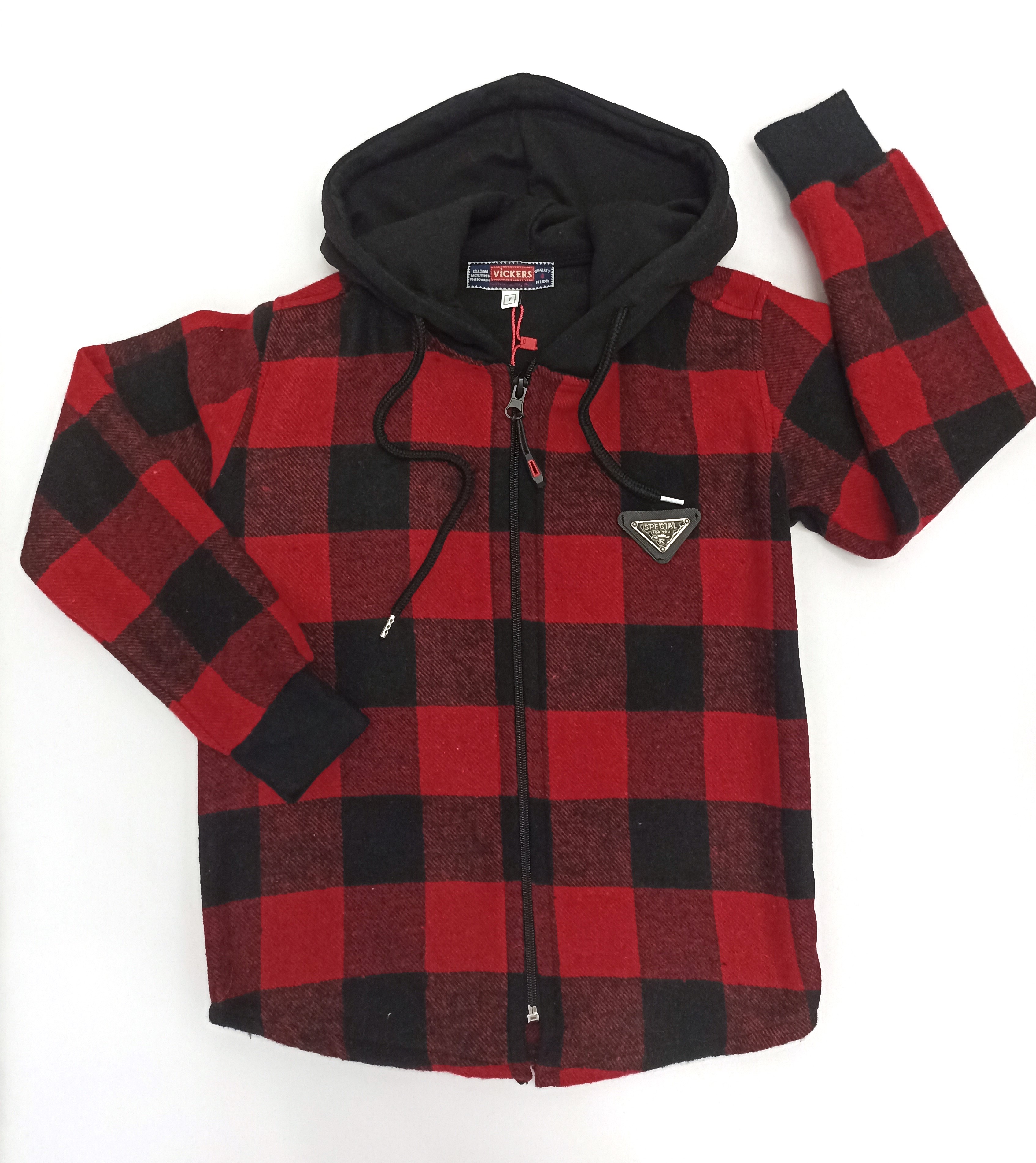 Çaren Kids Erkek Çocuk Oduncu Model Ekoseli Hırka-%100 Cotton Flanel Kumaş,Fermuar Kapama Hırka