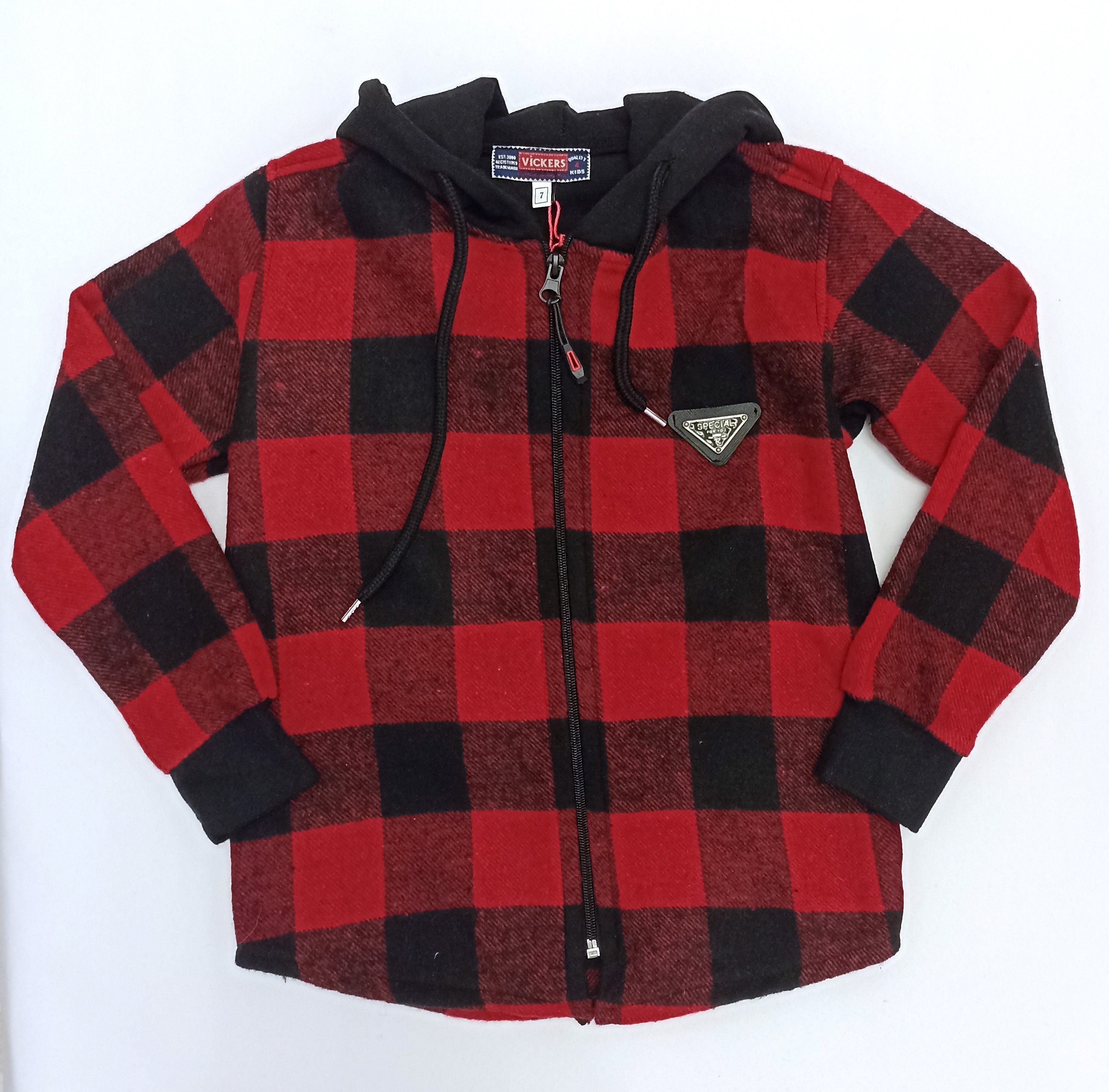 Çaren Kids Erkek Çocuk Oduncu Model Ekoseli Hırka-%100 Cotton Flanel Kumaş,Fermuar Kapama Hırka