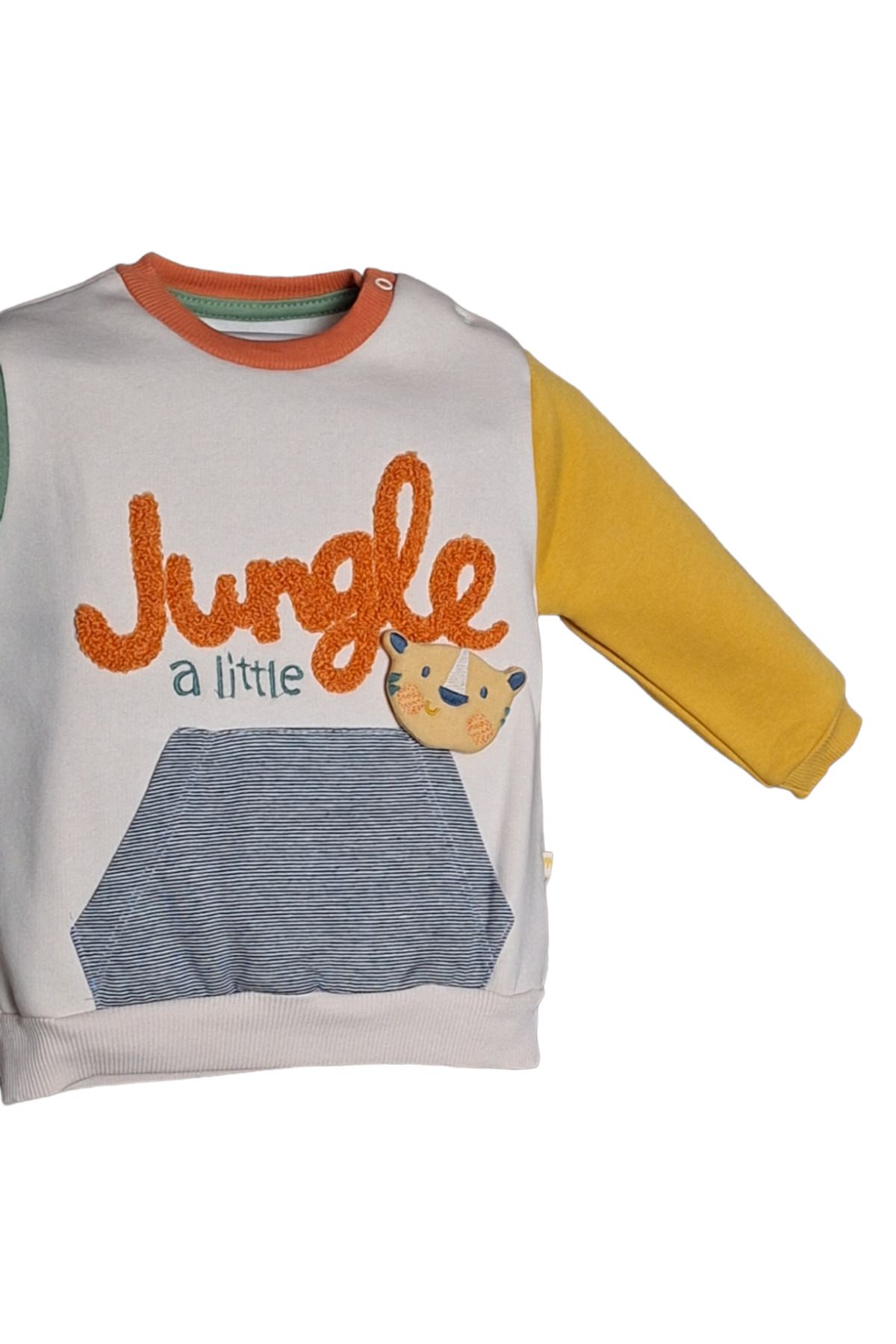 Erkek Bebek Jungle 2’li Takım- 3 İp Şardonlu Kanguru Cep Sweatshirt & Eşofman Altı