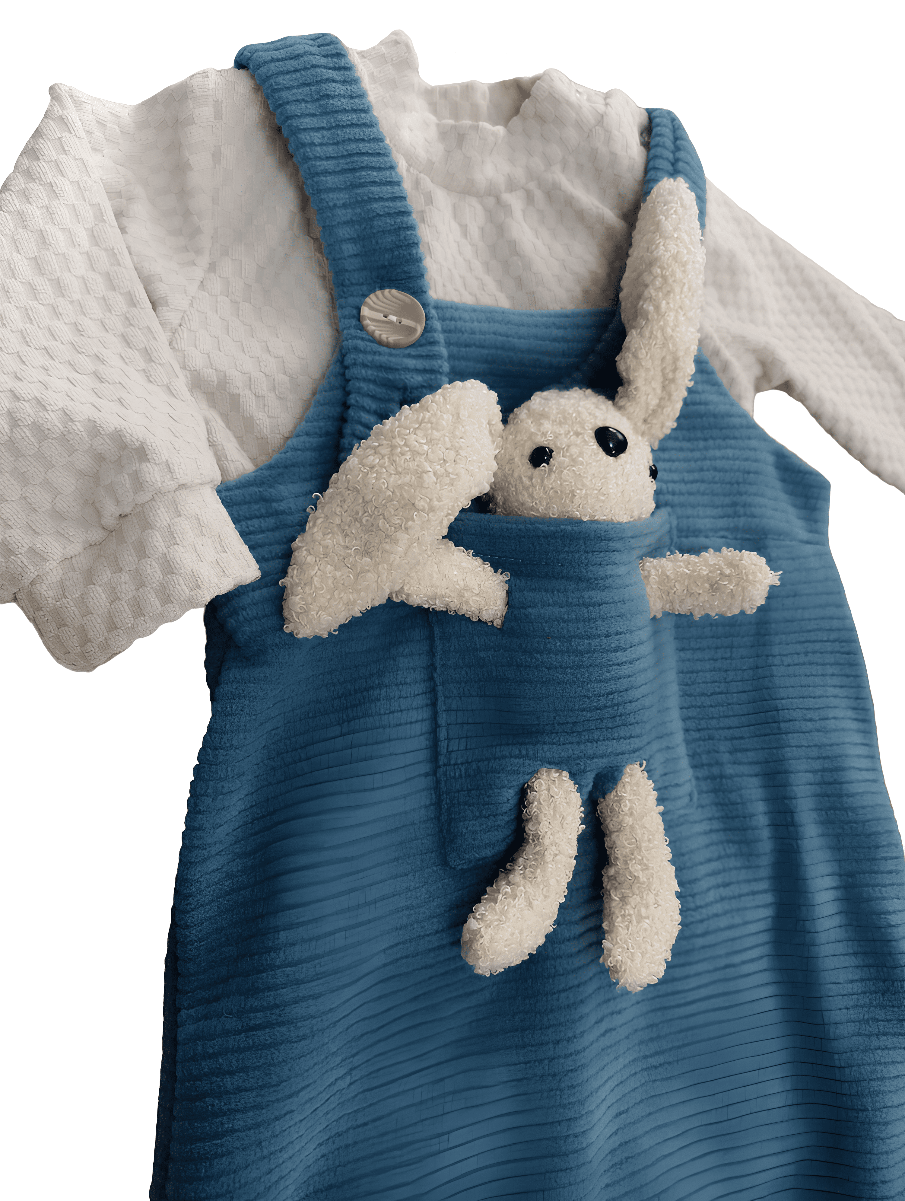 OYUNCAKLI ŞAPKALI KADİFE SALOPET BEBEK TAKIM-%100 Cotton Body, Kadife Salopet ,Kulak Detaylı Şapka