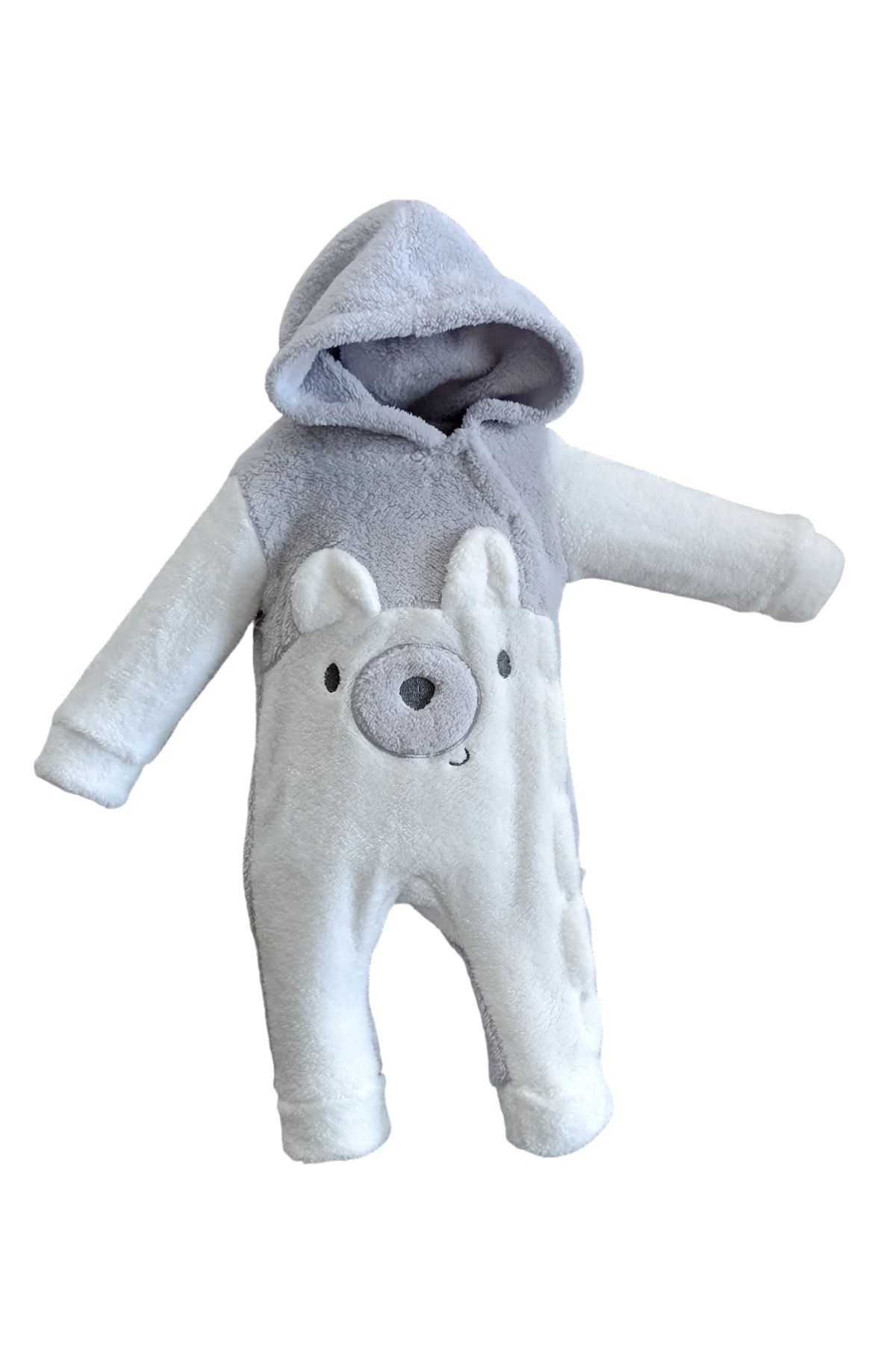 Bebek Unisex Welsoft Bear Tulum- Boydan Çıtçıt Kapama Kapüşonlu Tulum