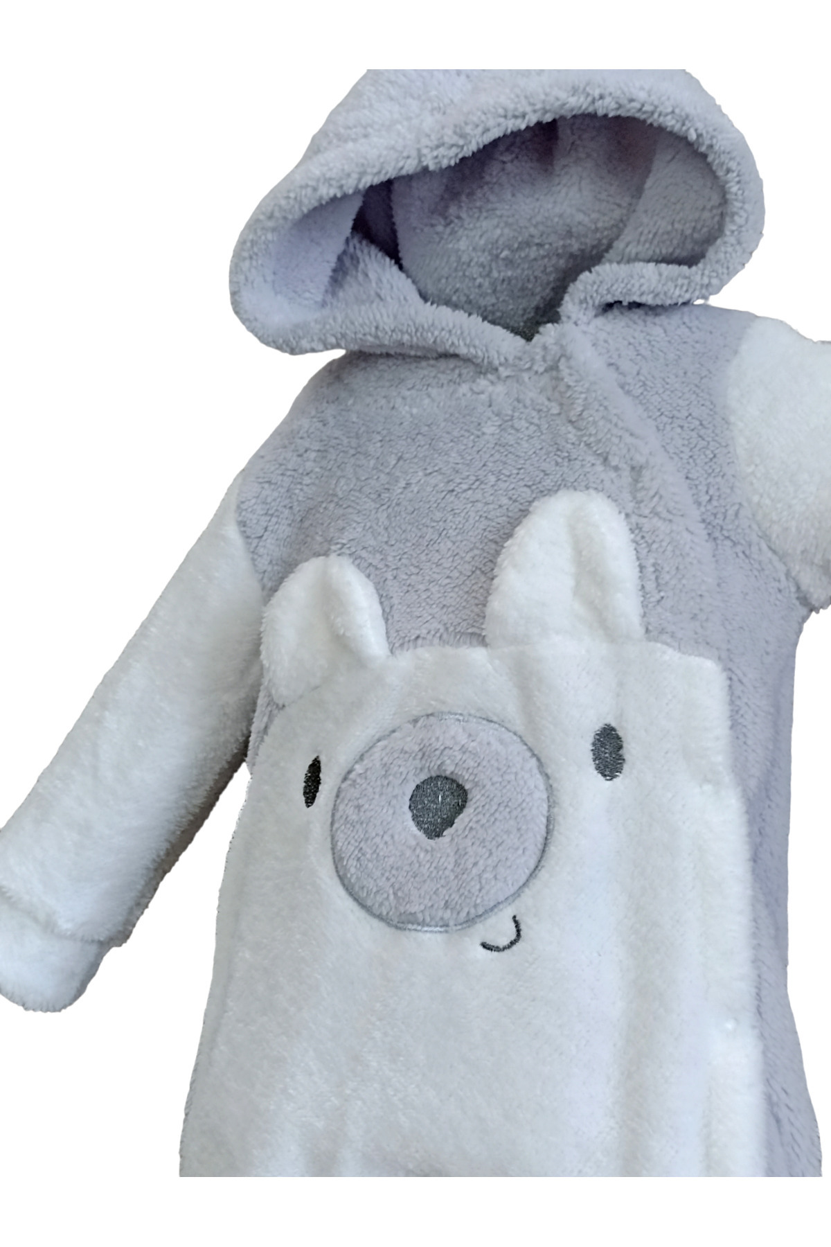 Bebek Unisex Welsoft Bear Tulum- Boydan Çıtçıt Kapama Kapüşonlu Tulum