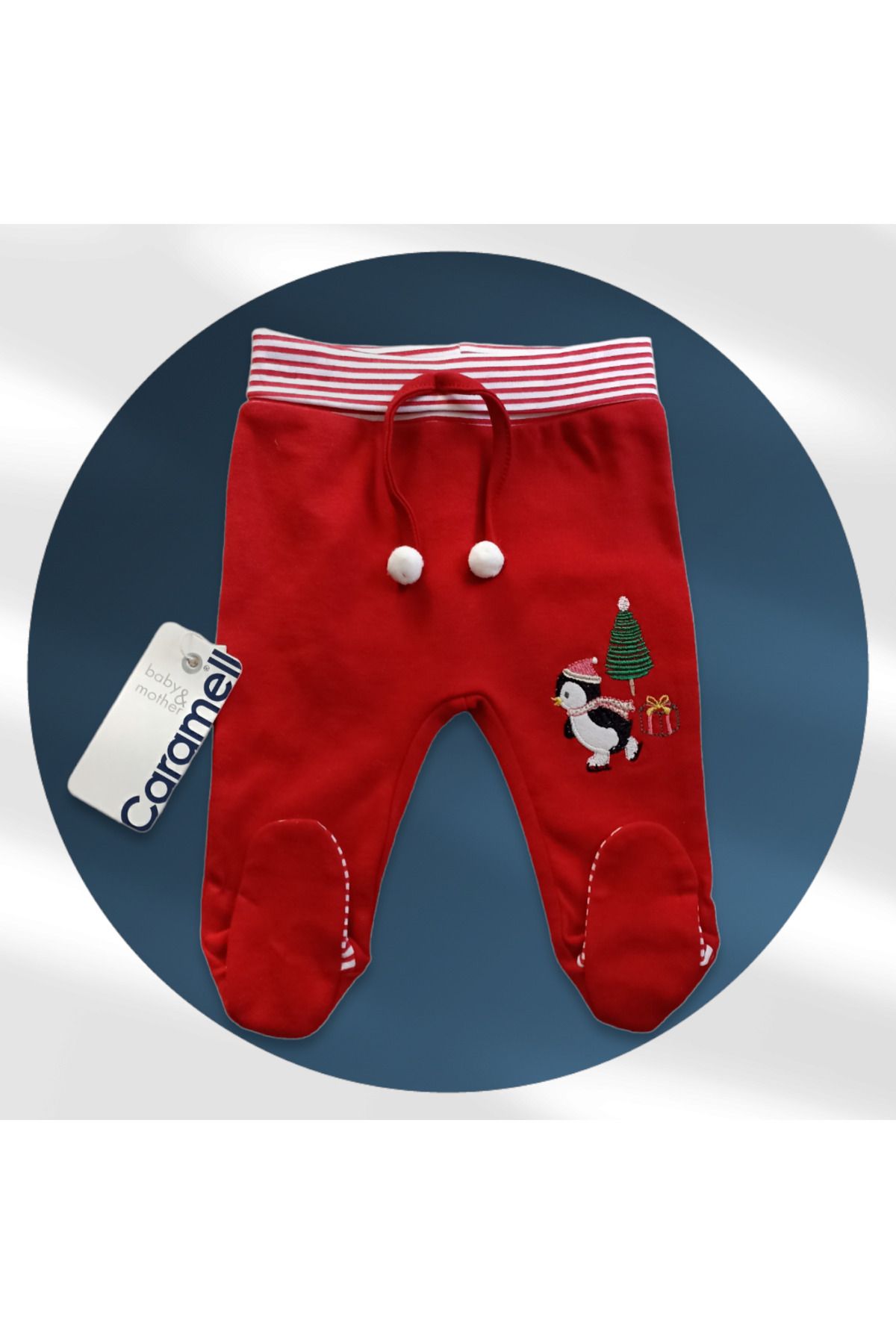 Çaren Kids- Armalı,Noel Temalı Unisex Bebek Pantolon- 0-1 / 1-3 / 3-6 Patikli 6-9 Ay Patiksiz