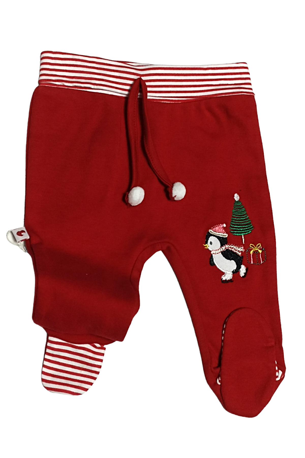 Çaren Kids- Armalı,Noel Temalı Unisex Bebek Pantolon- 0-1 / 1-3 / 3-6 Patikli 6-9 Ay Patiksiz