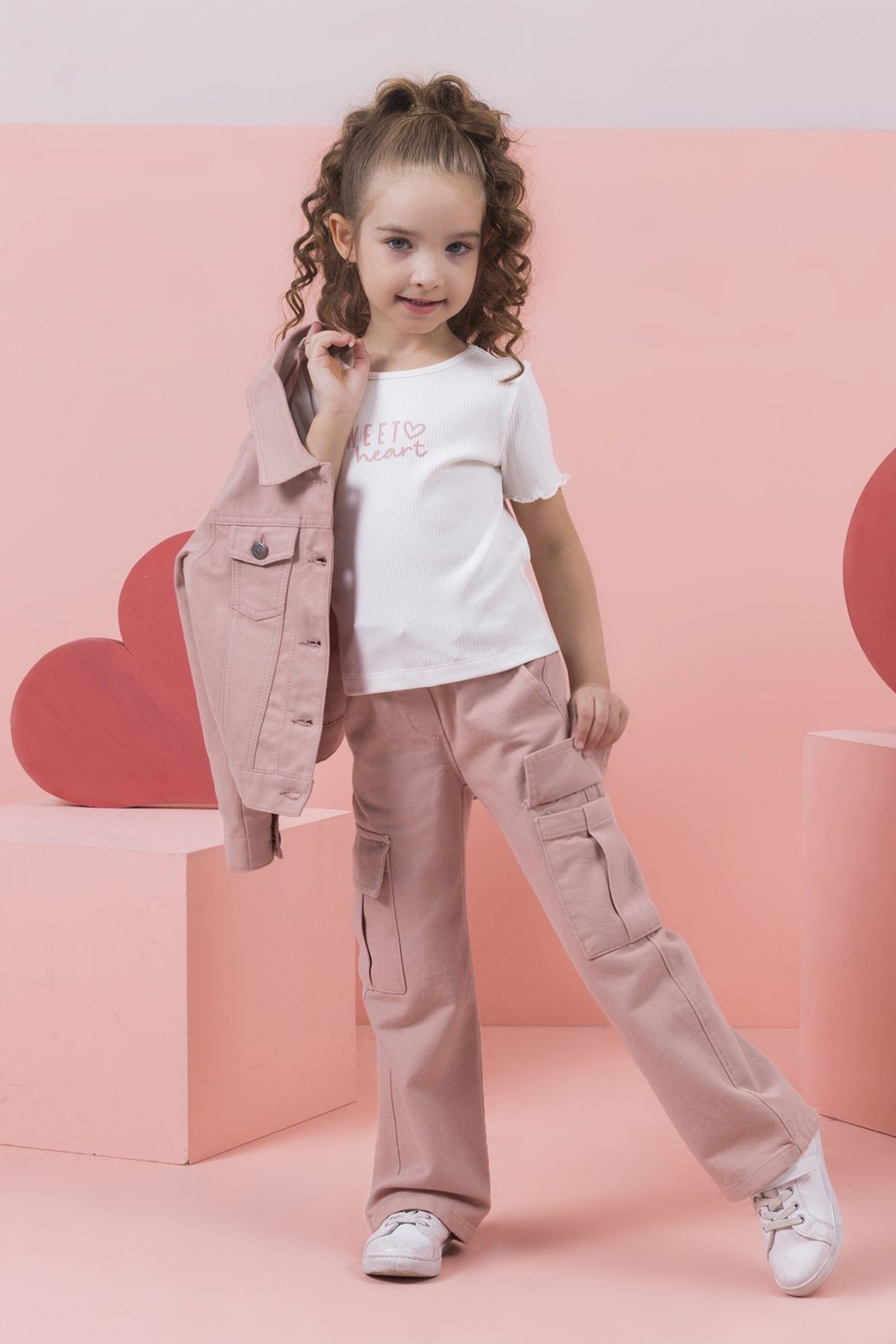 Çaren Kids- Kız Çocuk Kargo Cep Mevsimlik Gabardin Pantolon