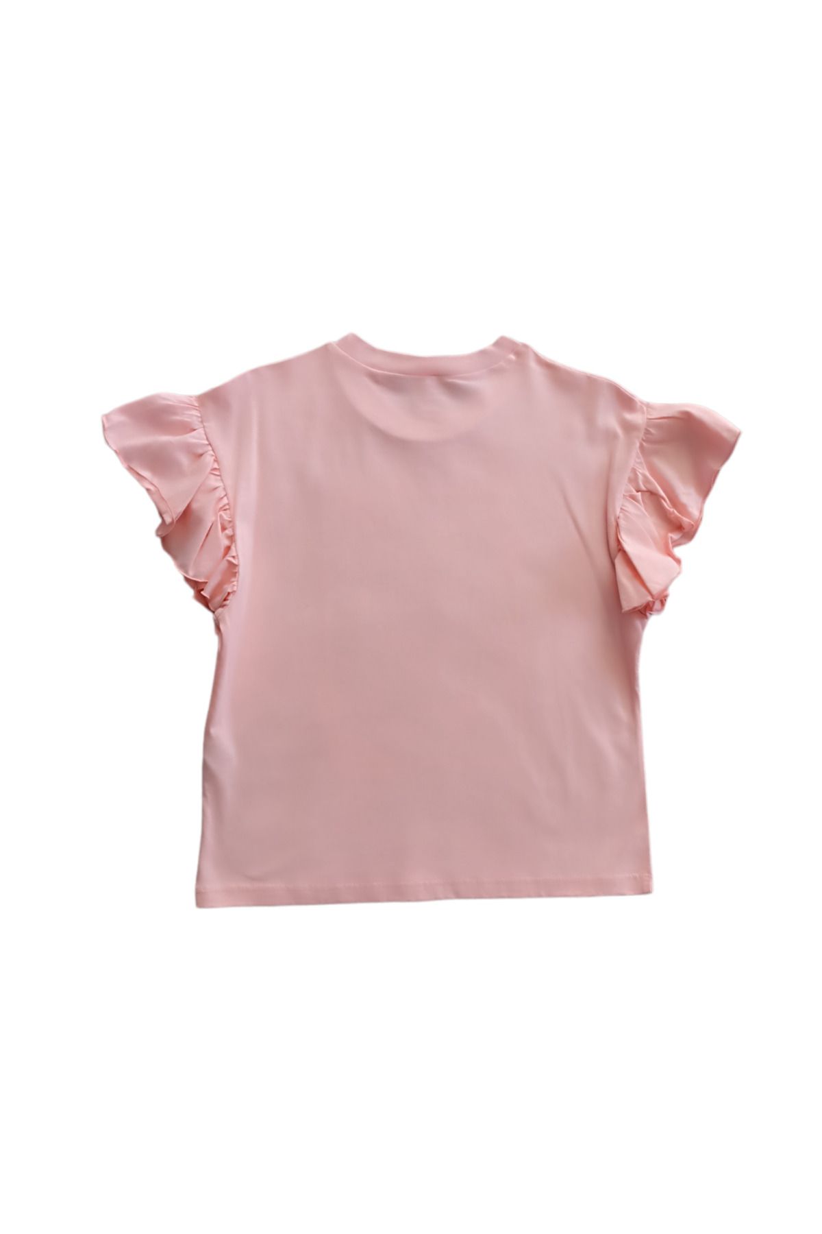 Çaren Kids - Kız Çocuk Kolları Volanlı % 100 Cotton T-shirt