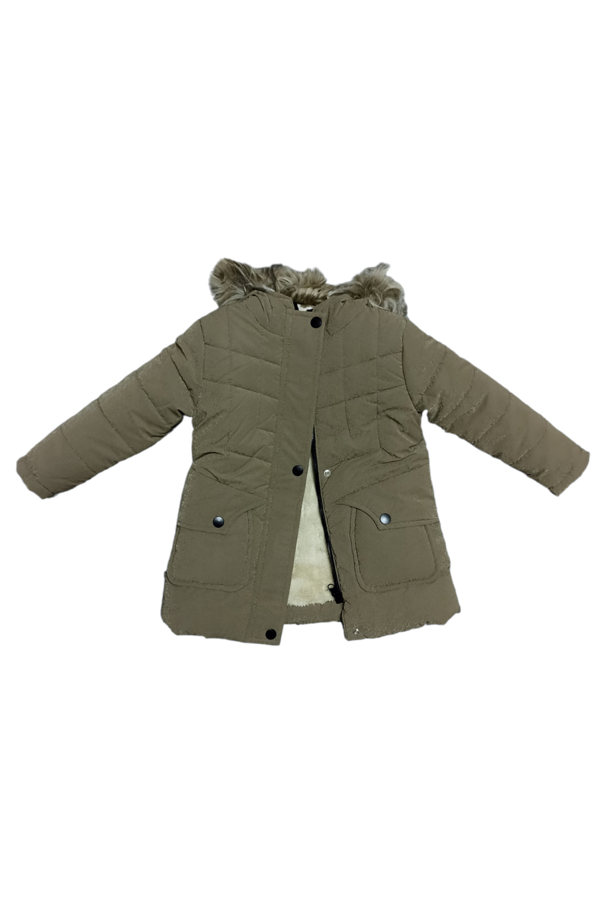 Çaren Kids- İçi Kürk ( Welsoft ), Kapüşonlu, Kapaklı Çift Cepli, Fermuar Kapama Unisex Çocuk Kaban