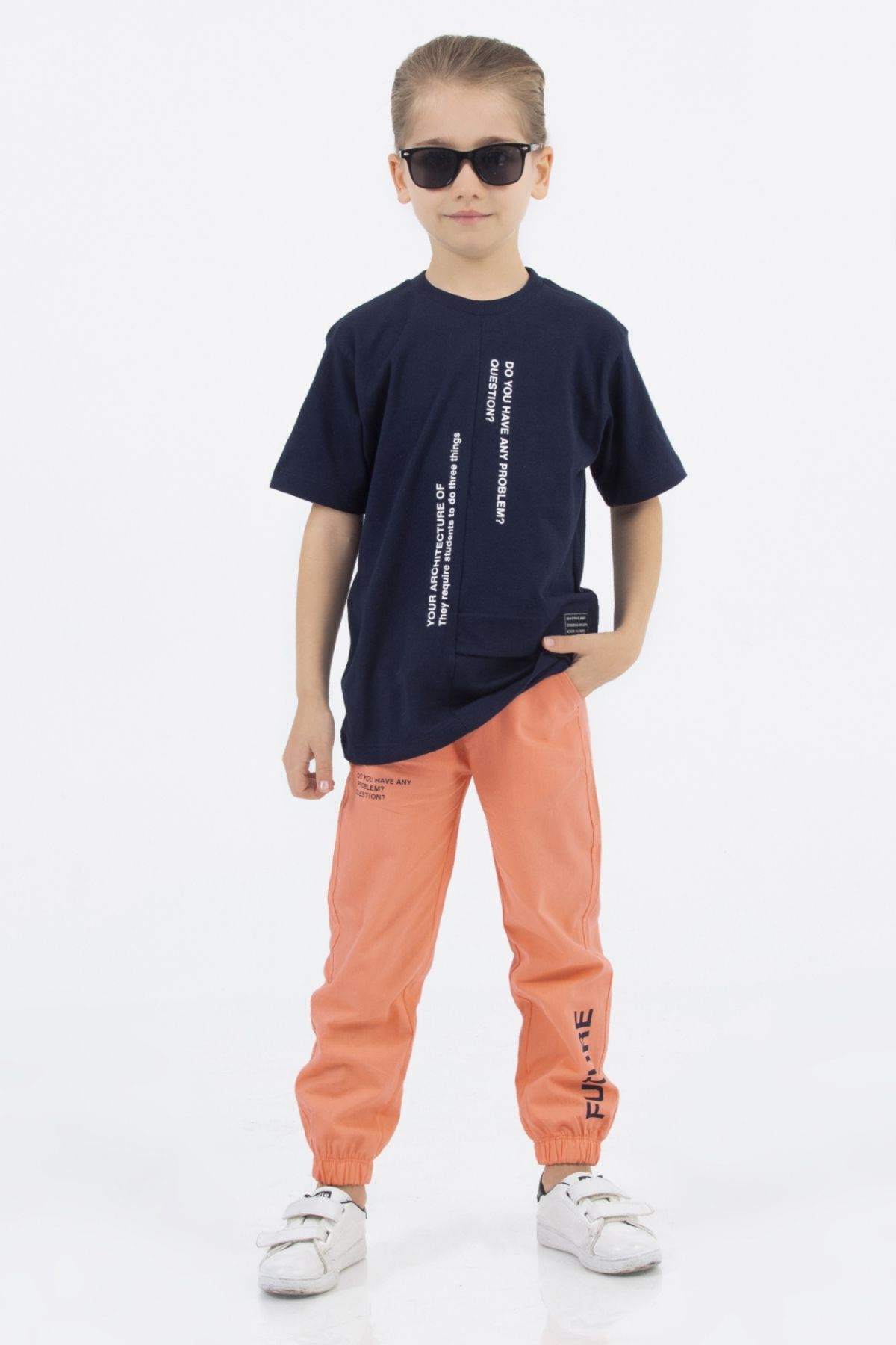 Çaren Kids- Future Erkek Çocuk 2’li Takım-Yazı Baskı Detaylı T-shirt, Paça Ve Beli Lastikli Pantolon