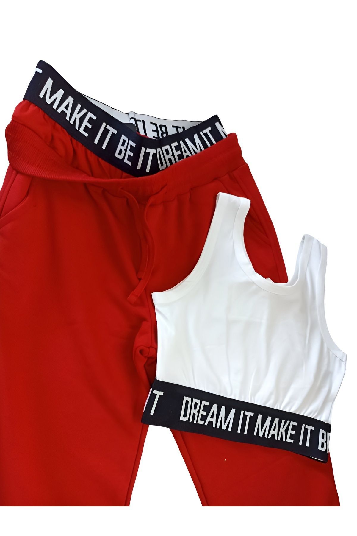 Çaren Kids- Kız Crop 3’lü Takım- Askılı Crop Body - Crop Sweatshirt & Boxer Detay Eşofman Altı