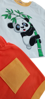 Erkek Bebek Kulaklı Panda  Yazlık 2’li Takım