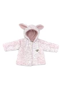 Kız Bebek Leopar Desen Peluş Mont / Kaban