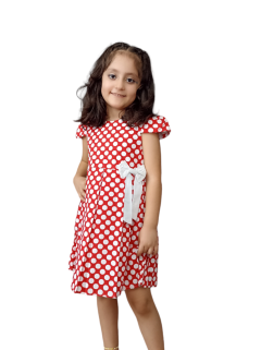 Çaren Kids- Kız Çocuk Puantiyeli Cotton Elbise