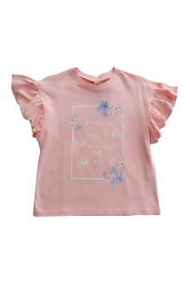 Çaren Kids - Kız Çocuk Kolları Volanlı % 100 Cotton T-shirt